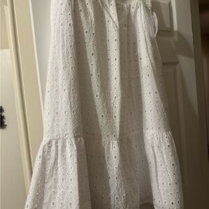 Chic White Eyelet A-Line Skirt